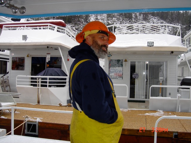 KARL ON SNOW DUTY AT SHASTA MARINA!  HE ALWAYS LOOKED OUT FOR US, "CHALLENGE HIGH" CREW 